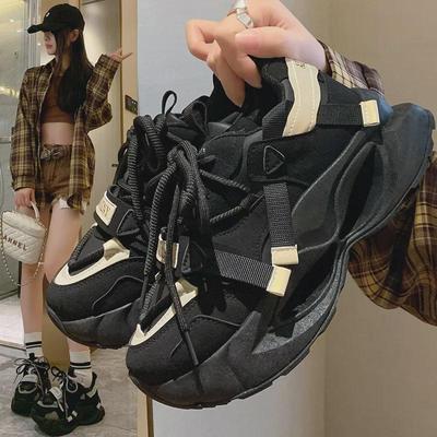 Женские кроссовки на толстой подошве в корейском стиле 2025 года, FB7703: Кроссовки для студентов, визуально увеличивающие рост, повседневные, весенние