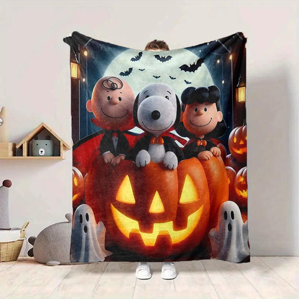 1Pc Snoopy'S Halloween Adventure Blanket Soft And Comfortable Casual Warm Camping Travel Christmas Halloween Gift M91791
