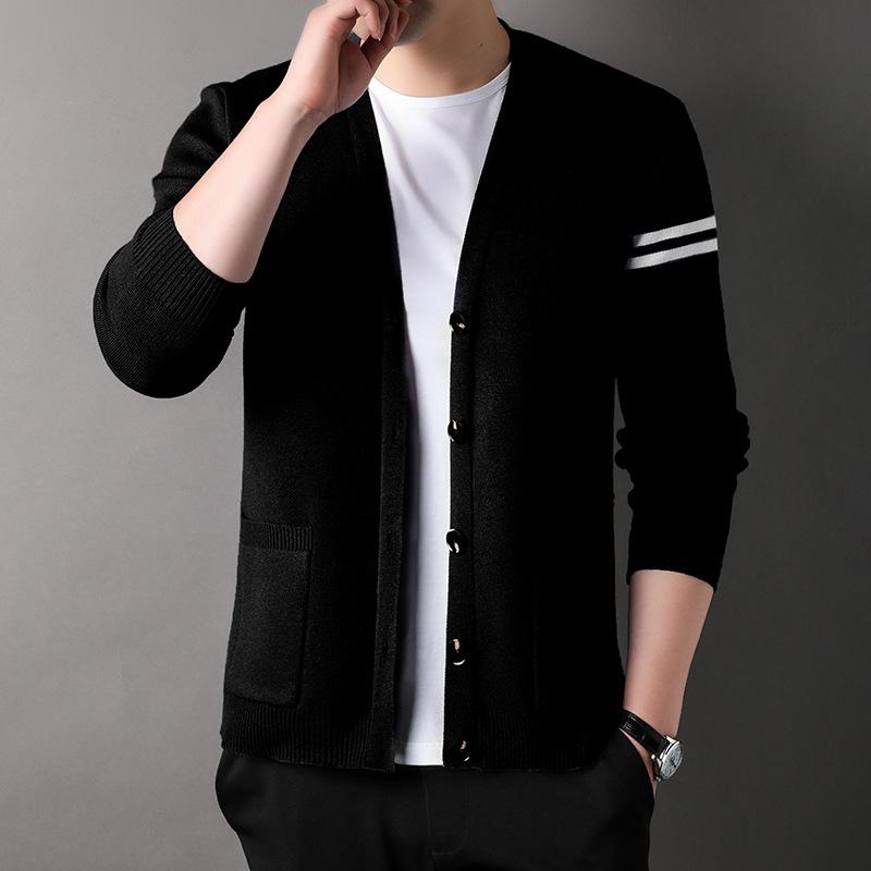 Autumn Men's Cardigan Knitted Jacket Young and Middle-aged Men's Loose Sweater Large Size Sweater Jacket