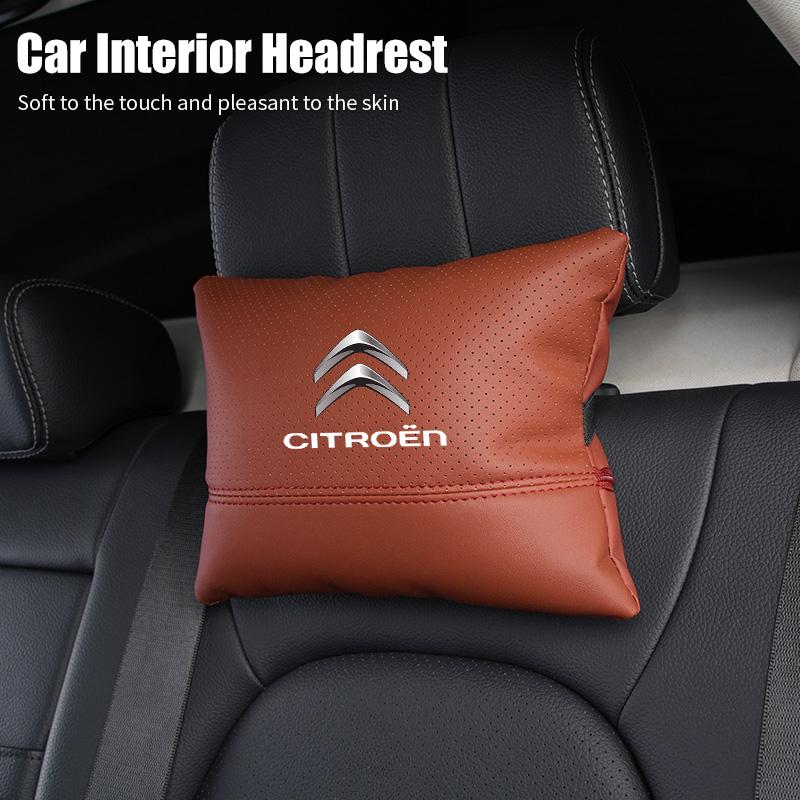 Car Seat Hanging Headrest Leather Neck Pillow Head Protector Accessories For Citroen C4 C3 C5 C1 C2 VTS Berlingo Celysee Xsara