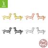 Popular Dachshund S925 Silver Stud Earrings, Cute And Lively Puppy Plain Silver Electroplated Stud Earrings.