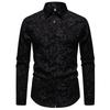 Men's Fashion Washed Cardigan Shirt, Spring and Autumn New Men's Floral Long-sleeved Shirt