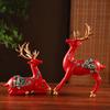 2 Pieces Deer Statues Reindeer Figurines Gift Resin Ornament Elk Sculpture for Bedroom Cabinet