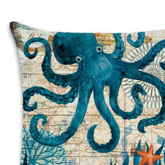 Octopus Sea Turtle Whale Sea Horse Cushion Cover Throw Pillow Case Sofa Decor
