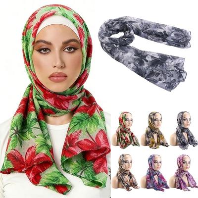 Voile Paisley Headscarf Leaf Print Chemo Cap Bali Style Beach Scarf Daily Wear