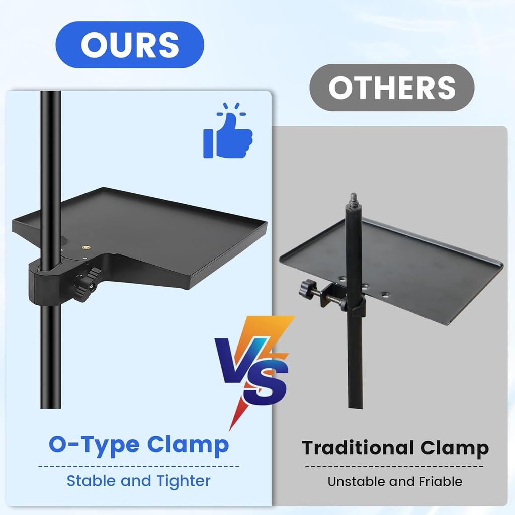 Miwayer 1Pc Adjustable Microphone Stand Tray, 225×165mm Sound Card Platform,O-Type Clamp Fits 13-47mm Tubes, for Live Streaming