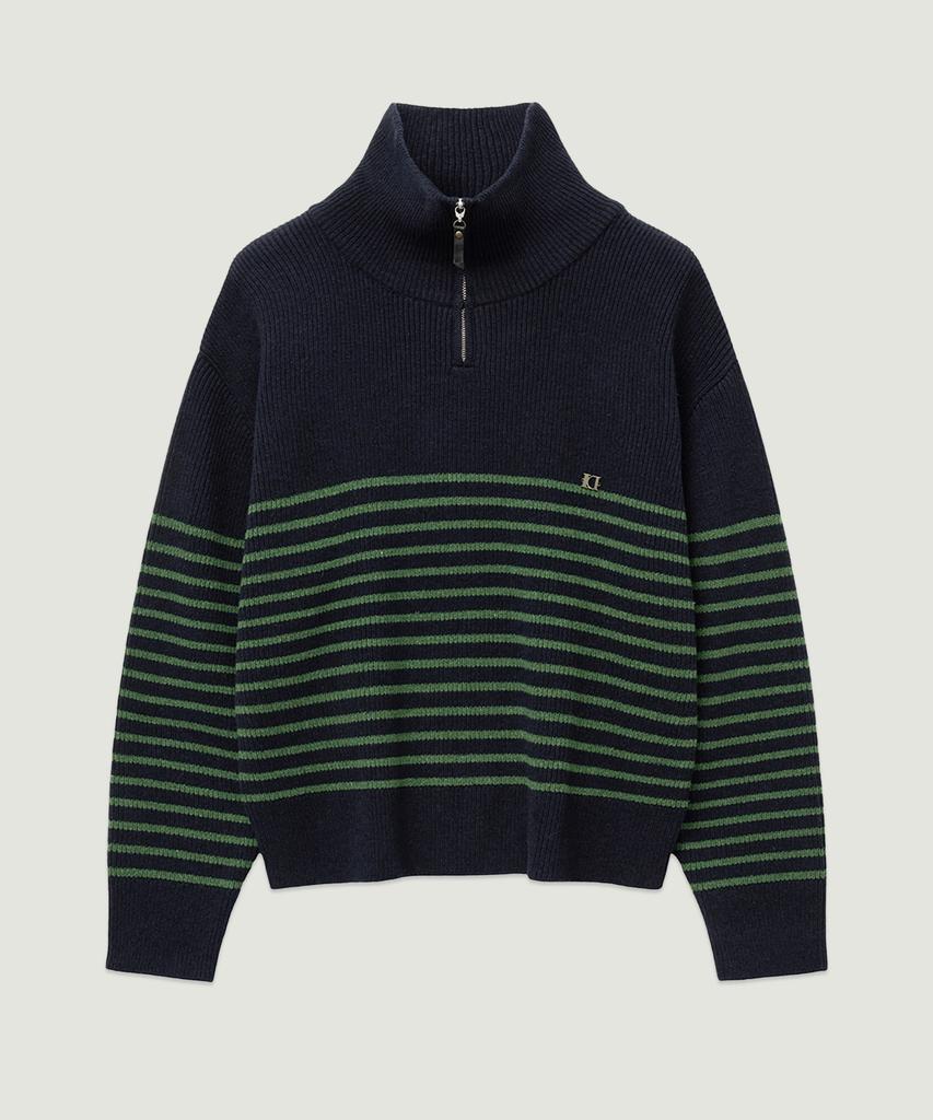 LMOOD Antwerp Stripe Ld Zip-Up Pullover Knit Navy
