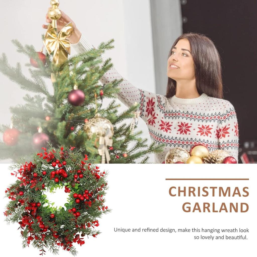 American Red Fruit Christmas Decoration Wreath Eucalyptus Rattan Eucalyptus Leaf Door Hanging Window Arrangement Holly Fruit