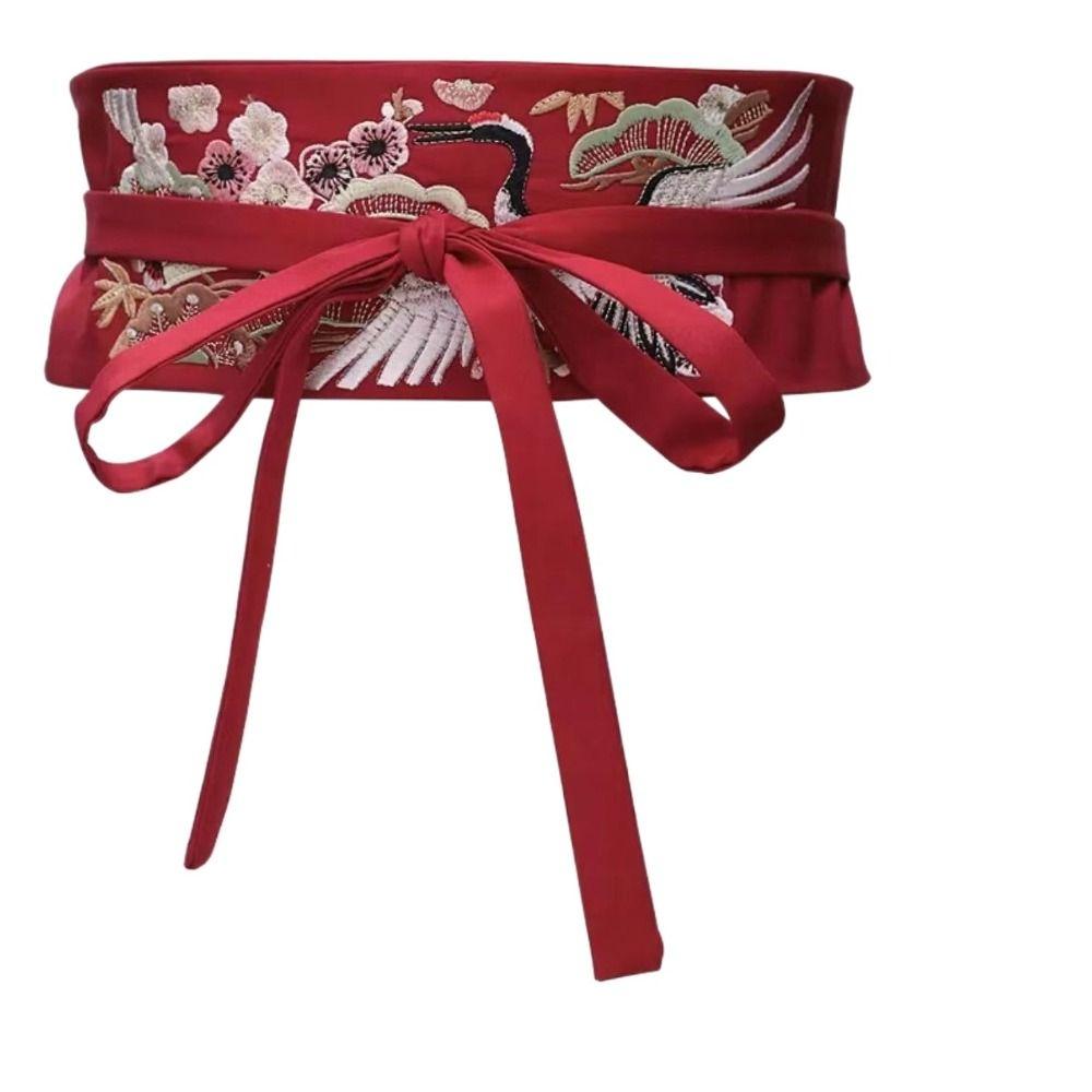 Вышитые кушаки ханьфу с цветами Женский пояс Простой широкий пояс Девушка