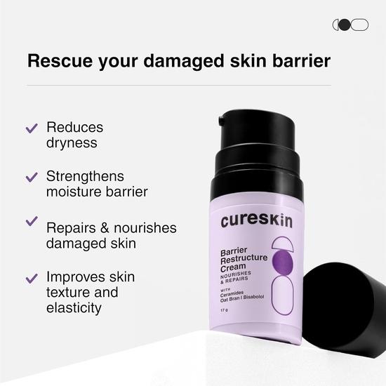 Cureskin Barrier Restructure Cream | Питает и восстанавливает | Керамиды, овсяные отруби, бисаболо (17 г)