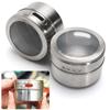 Stainless Steel Spice Tins Magnetic Storage Jar With Wall Mounted Rack Home Kitchen Seasoning Supplies Containers