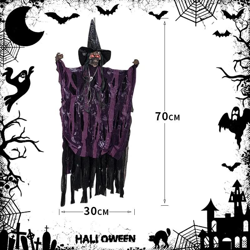 Хэллоуин Подвесное Украшение Призрак Голосовое Управление Светящийся Электрический Череп Скелета Реквизит для Дома с Привидениями Наружный Внутренний Декор для Вечеринки