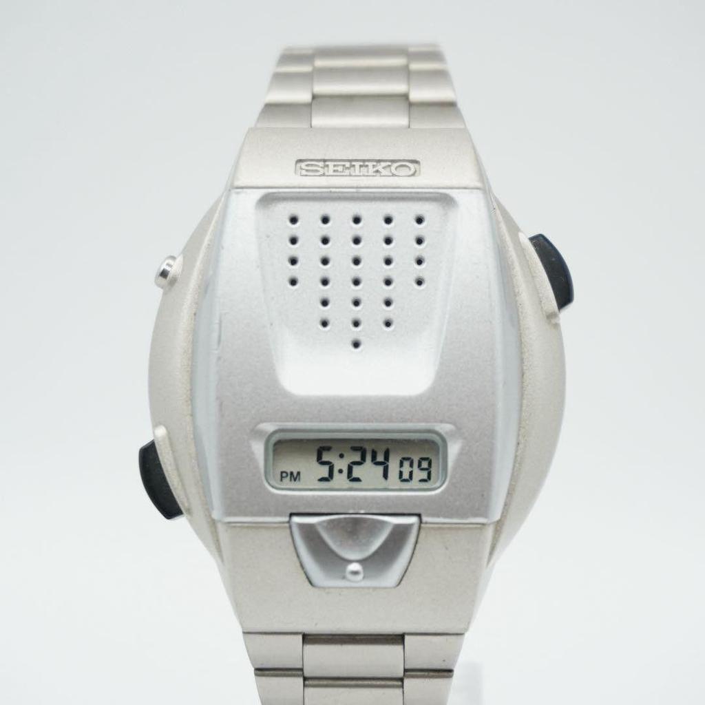 Used [New battery] SEIKO audio digital watch A860-4001 SBJS001 talking watch wristwatch working item