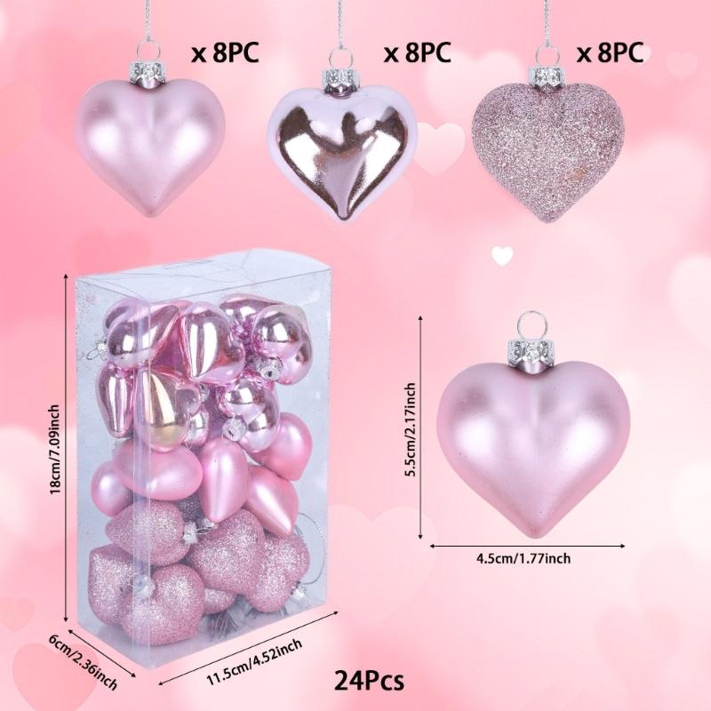 Heart Ornament Heart Baubles Hanging Ornament for Valentine Day Decors Mother Day Christmas Tree Wedding Party Decoration