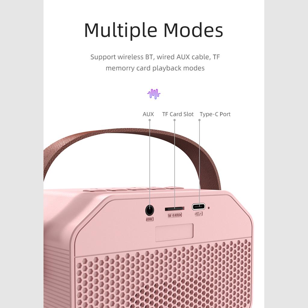 Мини-караоке-машина BT Караоке-динамик с беспроводными микрофонами Ослепительный цветовой световой эффект для