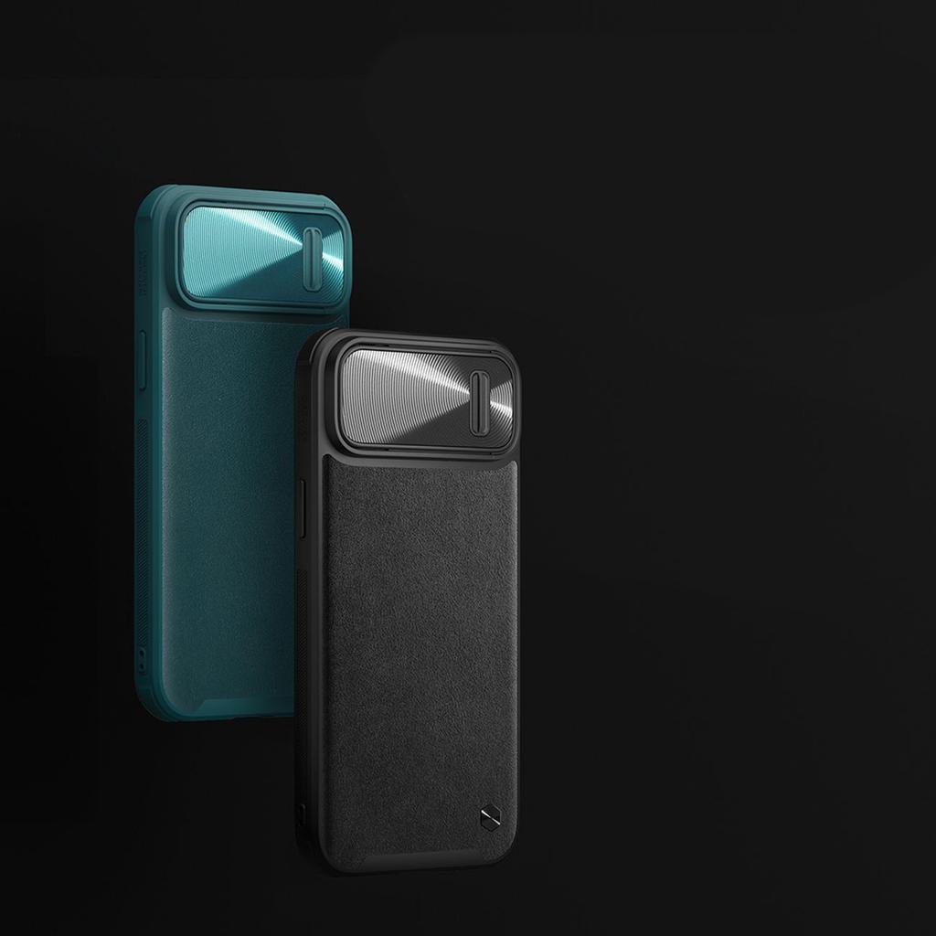 Чехол Nillkin CamShield S Leather для iPhone 14 - черный с крышкой камеры