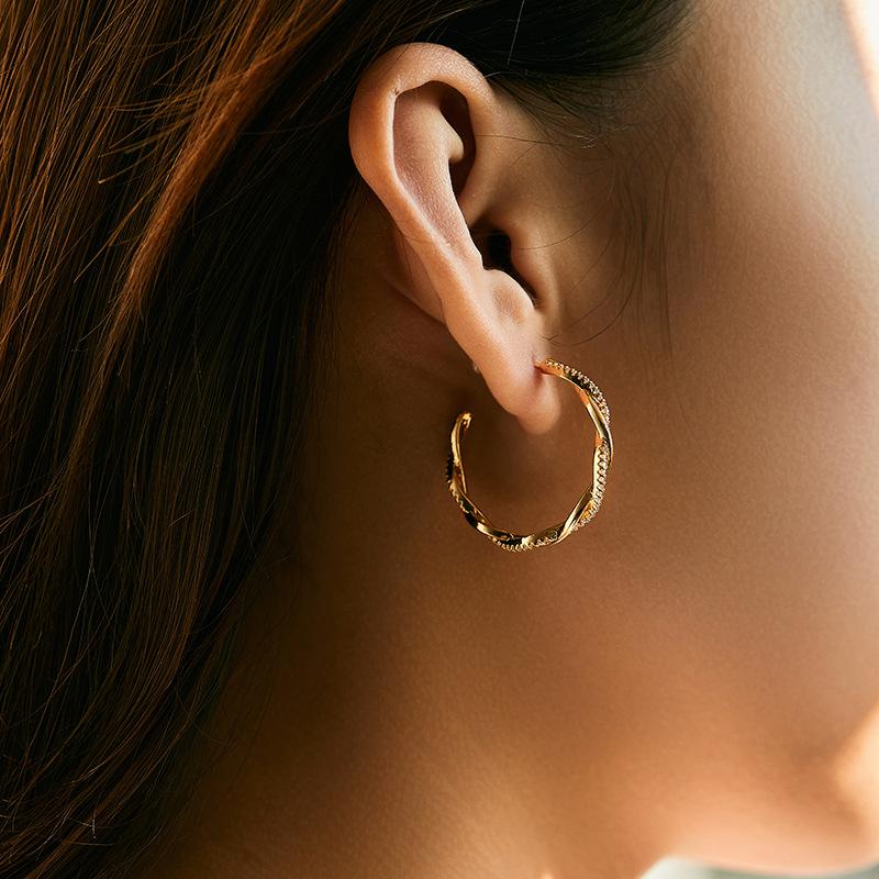 Large Plain Hoop Earrings French Twist Design Fashion Office Earrings