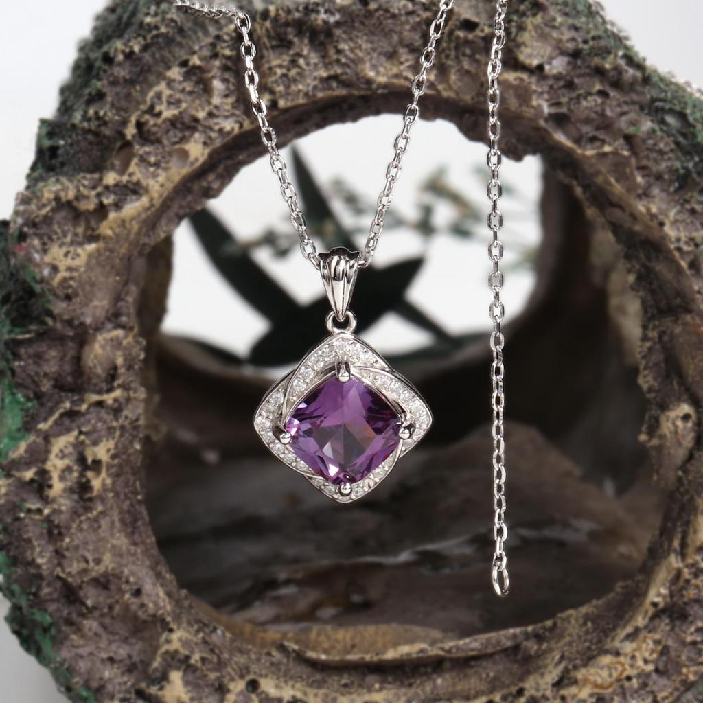 Кольцо серьги подвеска ожерелье из стерлингового серебра 925 пробы Созданный квадрат 8,0 мм Александр нано элегантные изящные украшения для женщин для повседневной носки