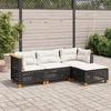 VidaXL Garden Lounge Set 4 Pcs with Black Wicker Cushions, Outdoor Sofa Set, Garden Furniture Set, 3261782