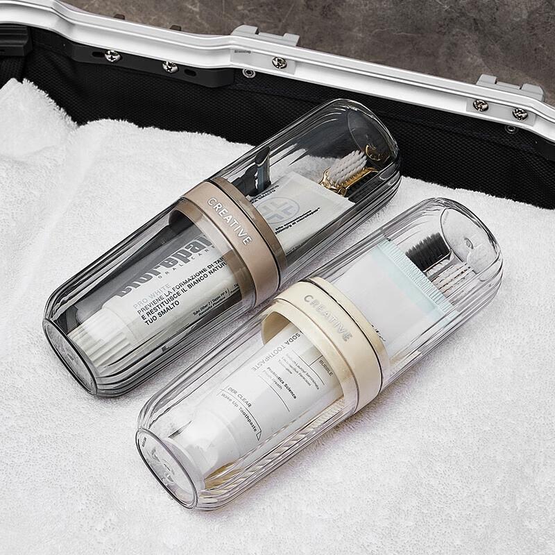 BWNK Travel Toiletry Cup Mouthwash Toothbrush Cup for Student Dormitory, Hotel And Tourism Use, Transparent Gray
