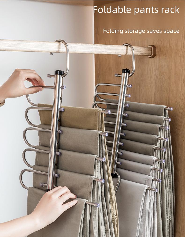Телескопическая складная многослойная вешалка для брюк – Magic Wardrobe Storage Clip