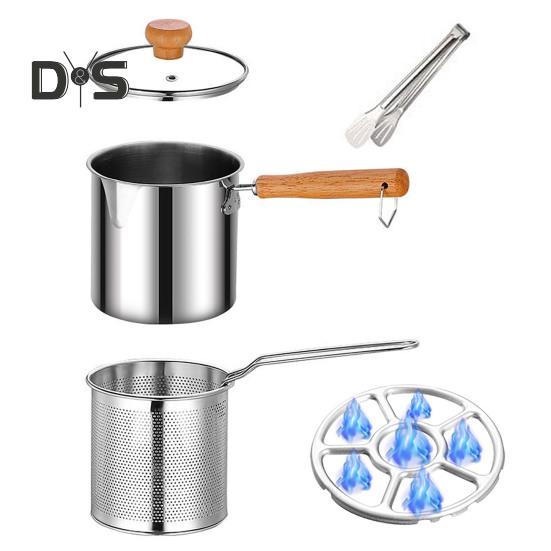Stainless Steel Deep Fryer Pot with Basket Lid Deep Oil Fryer Pan Multi-Purpose Mini Fryer Pan for Fries Chicken Fish Shrimp Bacon