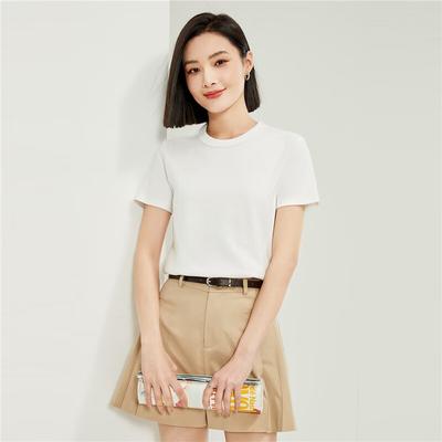 Женская футболка Giordano с коротким рукавом, двусторонняя ткань из чистого хлопка, дышащий, приятный для кожи базовый топ с круглым вырезом