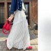 Retro Splicing Lace White Skirt Women's Spring New Fluffy Cake Skirt Mesh Yarn Thin A-word Long Skirt