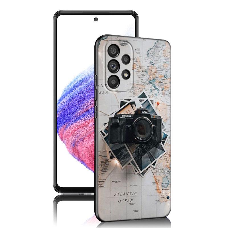 Чехол для телефона с картой мира для путешествий для Samsung A13 A22 A24 A32 A23 A25 A34 A35 A52S A53 A54 A55 A73 5G A12 A14 A15 A31 A33 A50 A51 A72