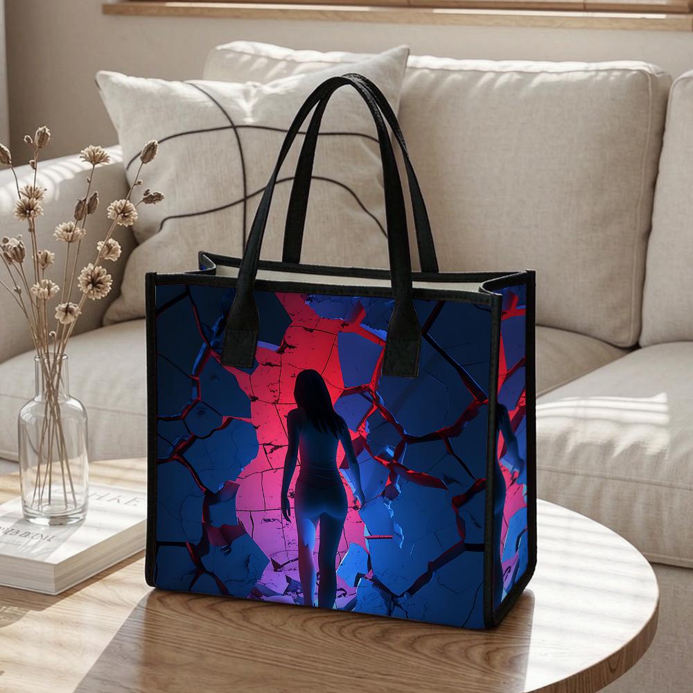Stylish Art Print Tote Bag Casual Large Capacity Daily Handbag for Outdoor Use