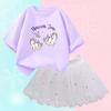 Summer Kids 2-12Y Clothes Cute Unicorn T Shirt& Tutu Mesh Skirt Two Piece Pretty Korean Little Girls Clothing Set Fashion Outfits