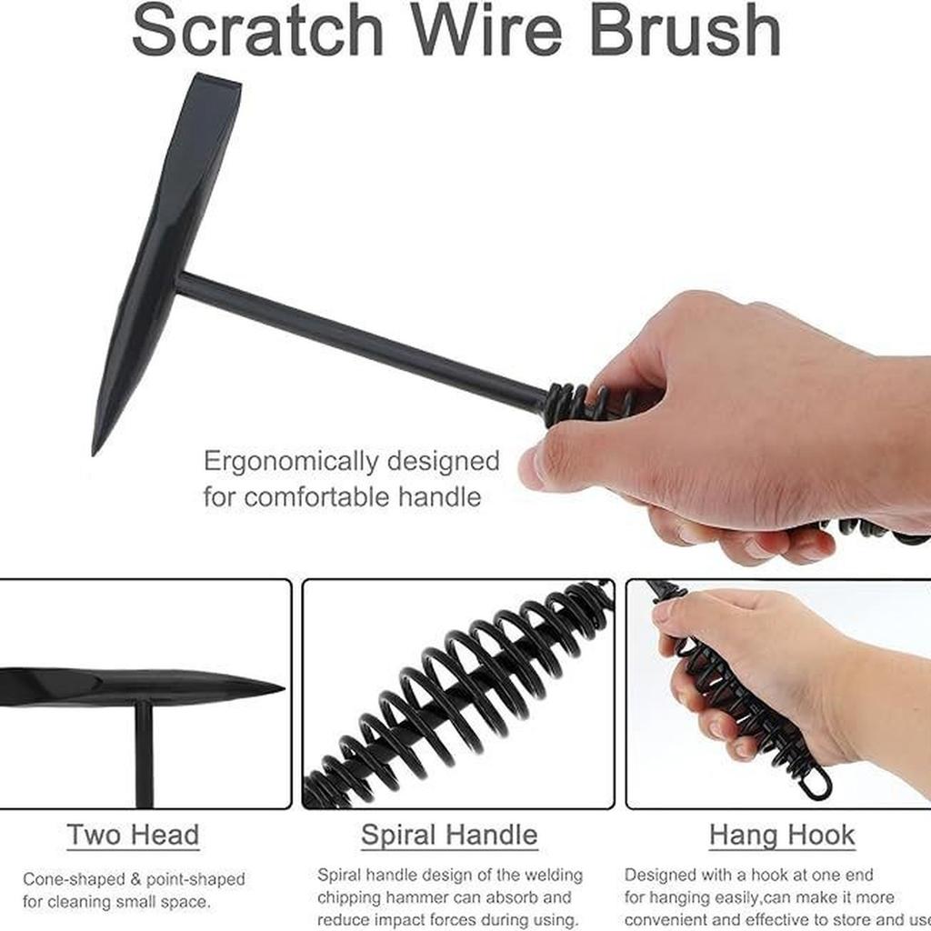 Набор из 7 предметов для удаления сварочного шлака - Щетка для удаления и - Абсорбирующий сварочный молоток для удаления шлака для сварочных работ