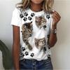 Fashion Womens T-shirt 3D Kawaii Cat Print Tees Tops 2023 New Harujuku Animal Short Sleeve T Shirt Oversized Loose Woman Clothes
