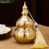 1PCS Brass Gourd Ornament: Open-Top Chinese-Style Brass Feng Shui Gourd—Desktop Wealth-Bringing Carved Feng Shui Decorative Item