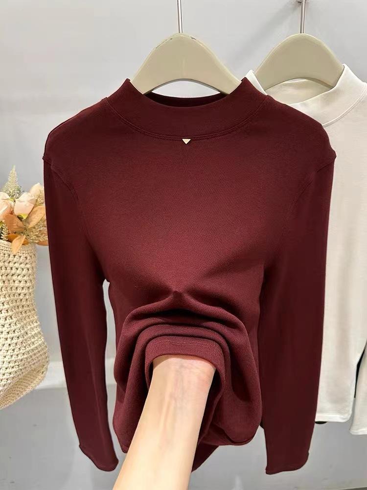 Легкая модная бархатная утолщенная однотонная универсальная рубашка с длинными рукавами для женщин, осенняя новая футболка в иностранном стиле, размер маленький