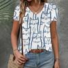 Летняя женская футболка, модная, с V-образным вырезом, коротким рукавом, с рисунком кошки, элегантная одежда, свободная повседневная футболка, топ для свиданий, женская одежда