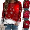 Women's Casual Fashion Christmas Print Long Sleeve O-Neck Pullover Top
