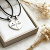 Personalized Stainless Steel Half Heart Couple Necklaces, Engravable Logo Pendants,  Promotional Memorial Gifts