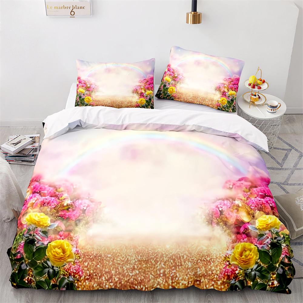 Комплект пододеяльника с единорогом, размер твин, белый комплект постельного белья с единорогом для девочек, детей, 3D, фиолетовый, подарки для детей, подростков, полиэстеровый комплект постельного белья