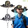 Breathable Wide Brim Sun Hat 2 Solar Fan Dual Mode Fan Cap Convenient Sun Bucket Hat  Beach