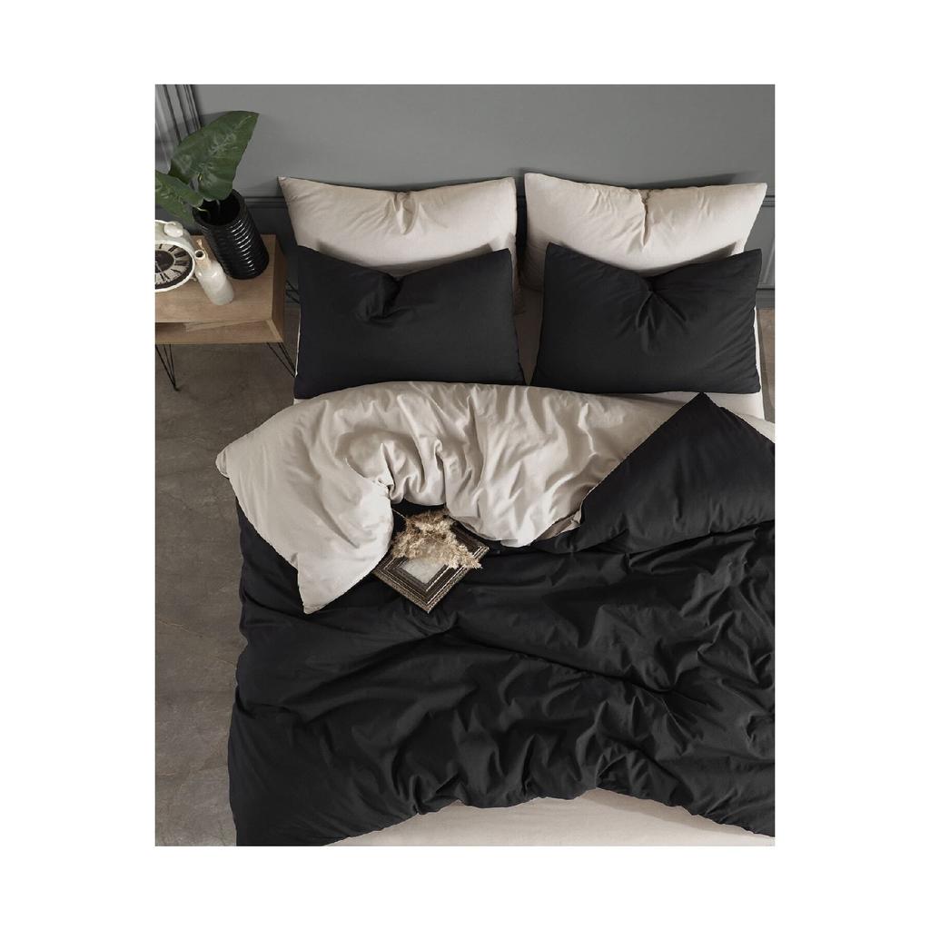 Двойной комплект пододеяльников с простынями | Антрацитовый черный | хлопок