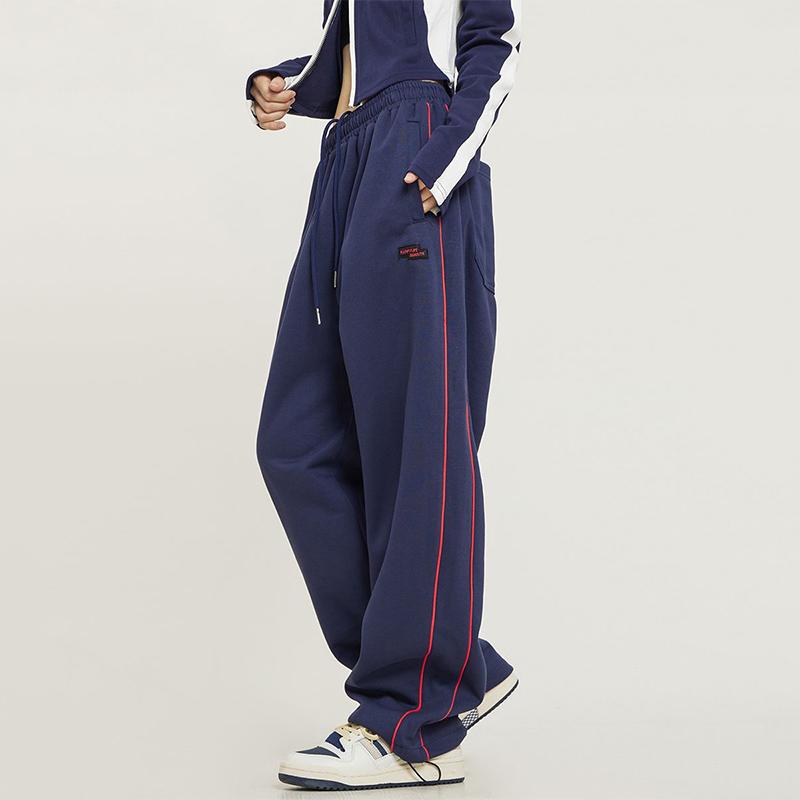 Hippie Black Striped Jogging Sweatpants Women Vintage Harajuku Streetwear Oversized Sports Pants Drawstring Mopping Trousers