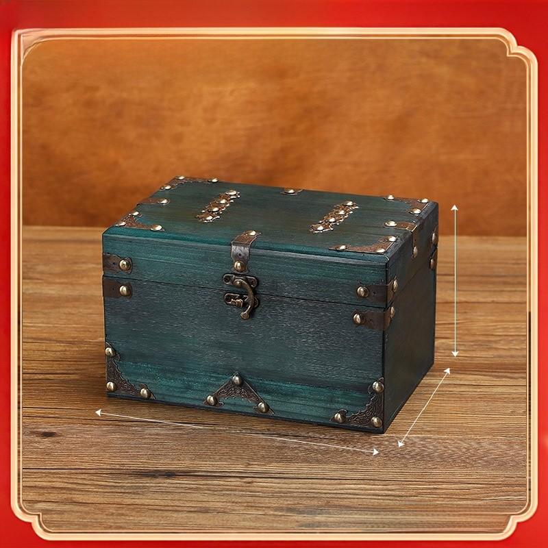 Wooden Tabletop Storage Box With Latch For Home Office Essentials