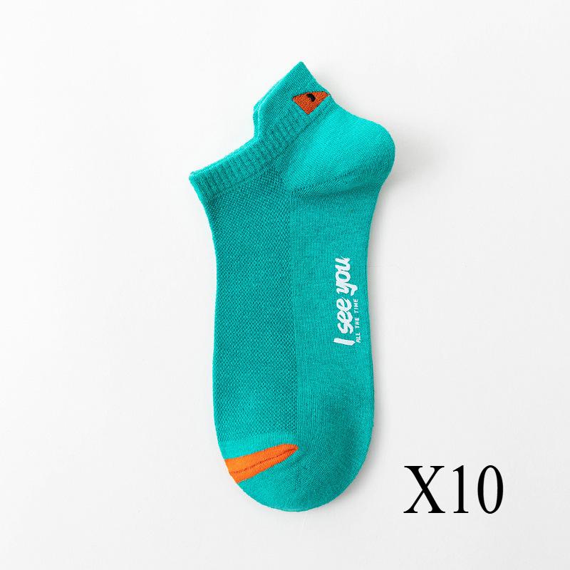 10 пар женских носков со смайликом, качественные дышащие хлопковые носки с низким верхом, повседневные спортивные, износостойкие, нескользящие, для улицы и всего сезона
