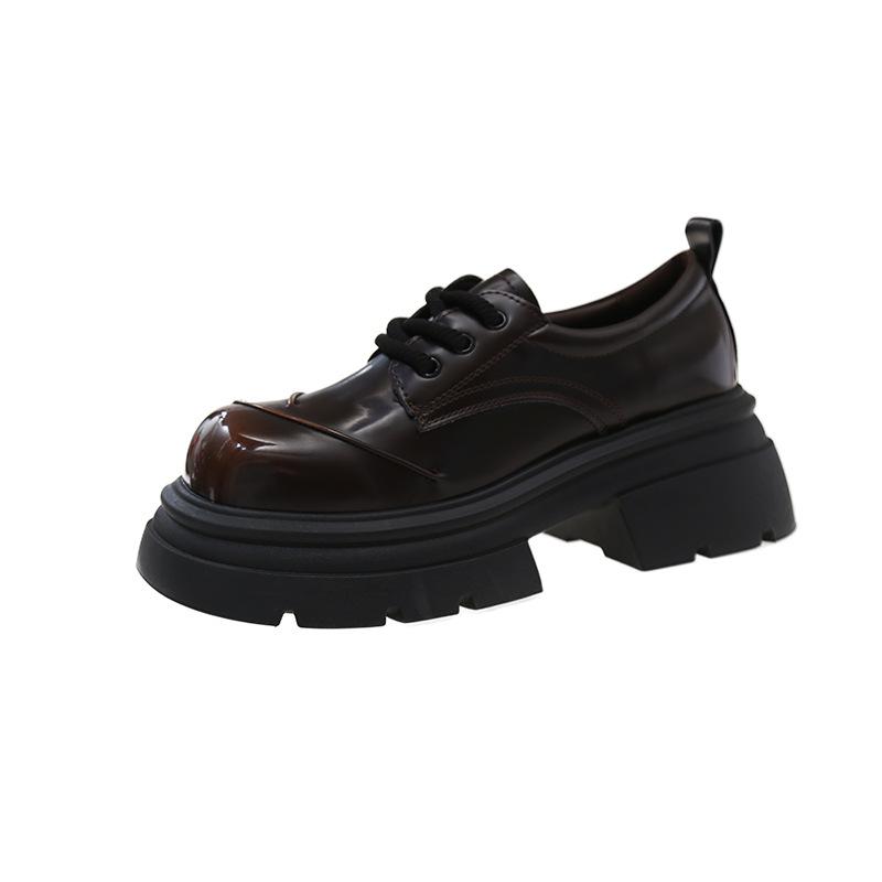 Женские лоферы 2025 лето новые в британском студенческом стиле одинарная обувь ретро коричневые на шнуровке маленькие кожаные туфли