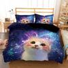 Детское одеяло/пододеяльник Galaxy Cat с наволочками, мультяшное животное, пододеяльник, постельный набор, звездное небо, домашнее животное, детское покрывало для кровати, комплекты