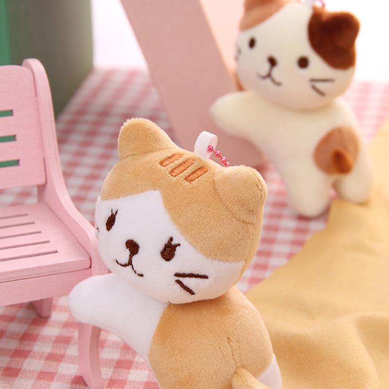 Cartoon Cute Six-Color Tilt Head Lying Plush Toy Cat Kitten Doll Backpack Pendant Decoration Christmas Halloween Gift Preferred