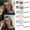 Punk Rimless Rectangle Sunglasses for Women Men Vintage Wooden Temples Tinted Lens Sun Glasses Driving Sun Glasses UV400 Shades