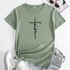 Летний топ с круглым вырезом и крестообразным узором Faith Printed Top, модные повседневные футболки с короткими рукавами для женщин из чистого хлопка