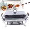 Bymaocar 9L /8quart Catering Stainless Steel Rectangle Chafer Chafing Dish Set Serving Plates Buffet Party Food Warmer Tableware